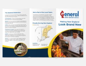 Front of General Linen + Uniform Service Brochure marketing agency portfolio